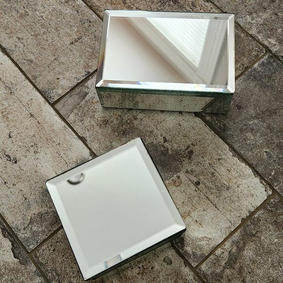 Beveled Mirror Glass Jewelry Boxes (set of 2) - Picture 4 of 4